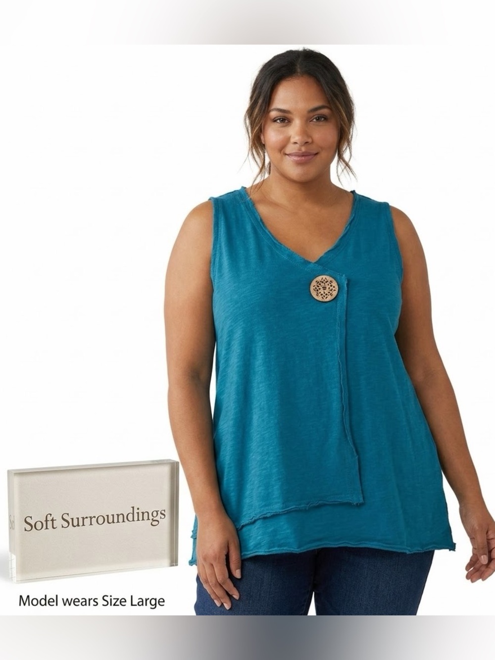 Soft Surroundings Malta Tank Teal Blue Large